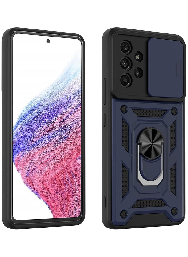 Case Cover Shockproof CD Protective Case with Camera Protection and Metal Ring Compatible with Samsung Galaxy A53 (Blue) - Image 1