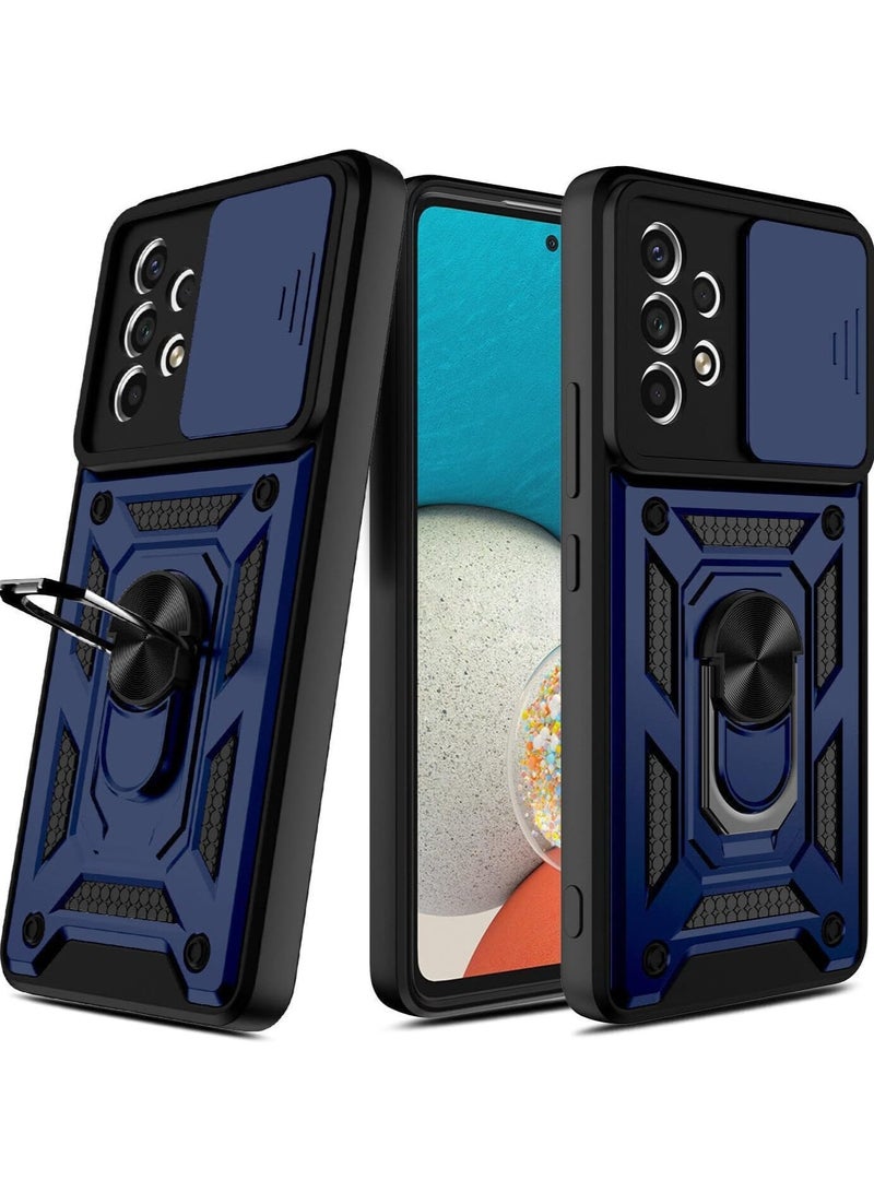 Case Cover Shockproof CD Protective Case with Camera Protection and Metal Ring Compatible with Samsung Galaxy A53 (Blue) - Image 2