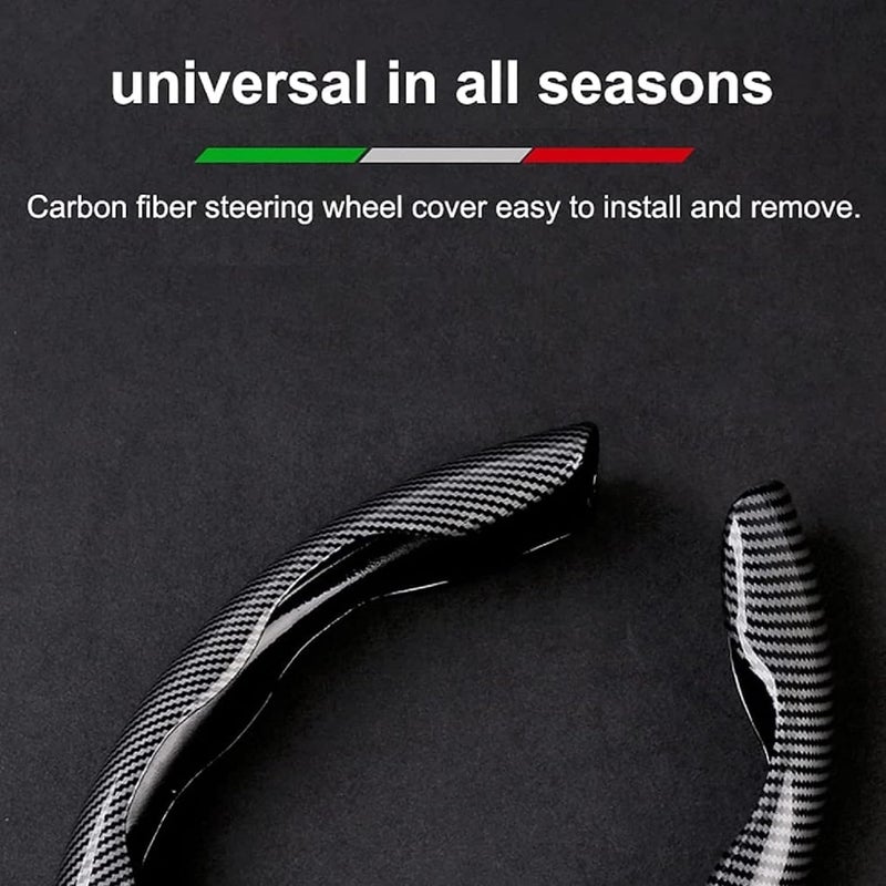 Sulfar Universal Car Steering Wheel Cover Carbon Fiber, Automobile Interior Accessories Sport Carbon Fiber Car Steering Wheel Cover Non-Slip Car Wheel Protector Universal for Diameter 38cm (Black) - Image 4