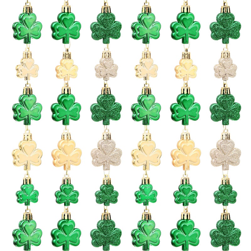 Sea Team 36Pack Shamrock Ornaments St Patricks Day Decorations Hanging Clover Leaf Baubles Charms for Irish Lucky Saint Patricks Day Home Dcor Table Tree Party 118 157 Inches Mix - Image 2