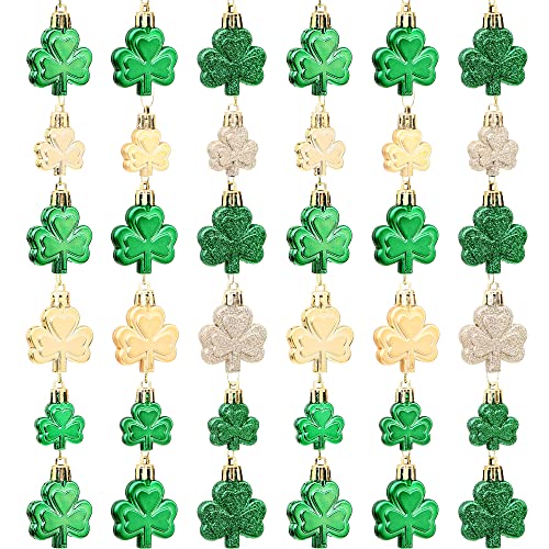 Sea Team 36Pack Shamrock Ornaments St Patricks Day Decorations Hanging Clover Leaf Baubles Charms for Irish Lucky Saint Patricks Day Home Dcor Table Tree Party 118 157 Inches Mix - Image 1