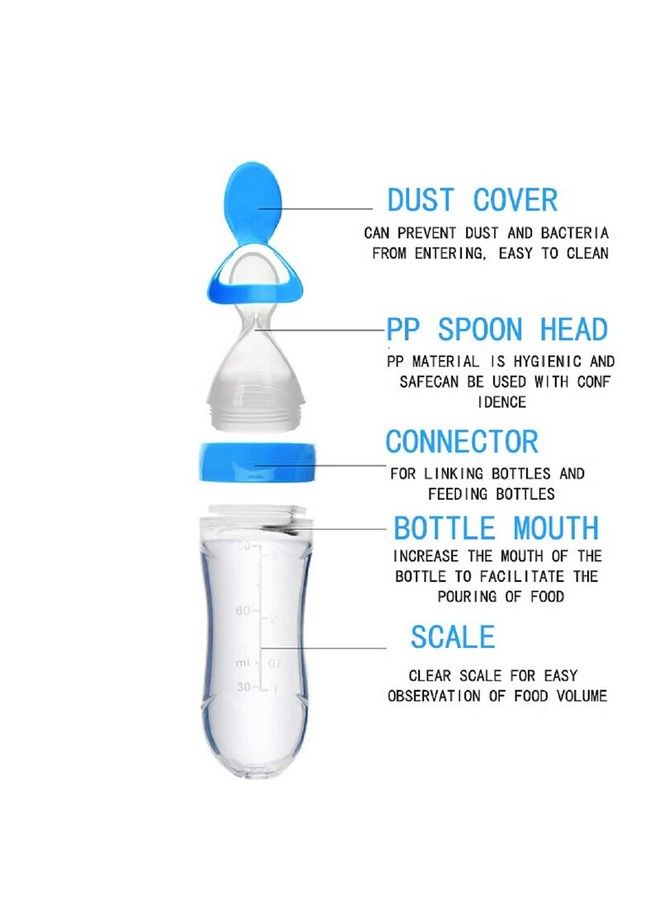Tinny Tots Baby Food Grade Silicone Squeezy Spoon Feeding Bottle For Feeding Solid And Semi Solid Ceralac Food Feeder Bpa Free With Baby Rattle Fresh Fruit Vegetable Soother Pacifier Teether (Design 225) - Image 5