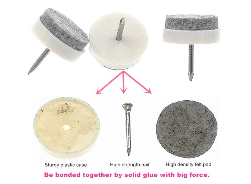 ALIMITOPIA 40pcs Furniture Felt Pad Heavy Duty Nail-on Chiar Slider Glide Pad Floor Protector for Wooden Furniture Chair Tables Leg Feet(Φ18mm or 0.7";White) - Image 3