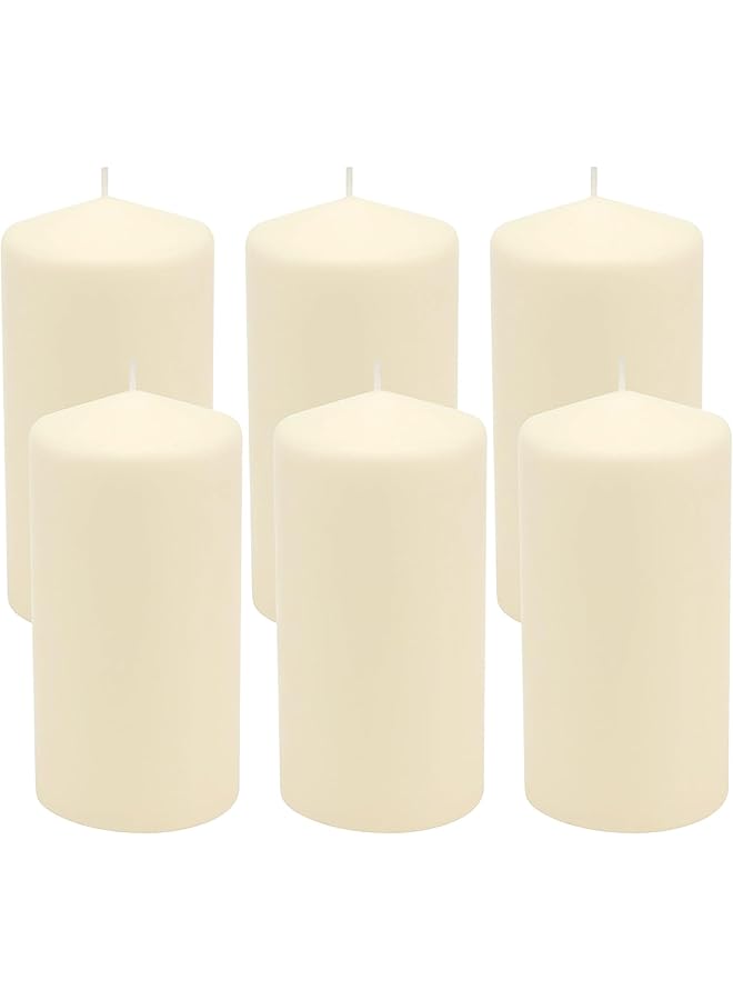 The Bros مجموعة شموع عمودية غير معطرة باللون العاجي 3 × 6 بوصة، مجموعة من 6 - Image 1