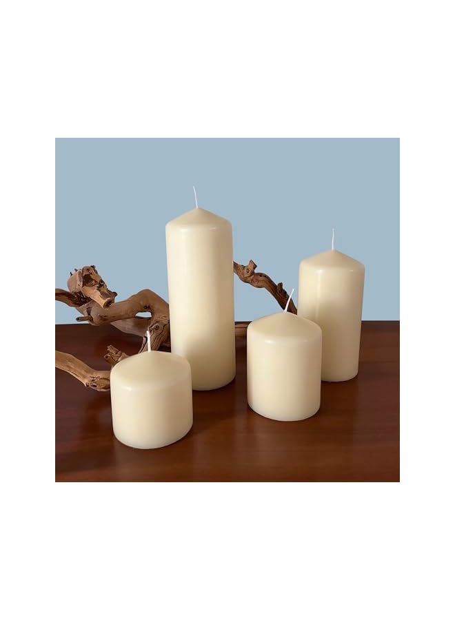 The Bros مجموعة شموع عمودية غير معطرة باللون العاجي 3 × 6 بوصة، مجموعة من 6 - Image 5