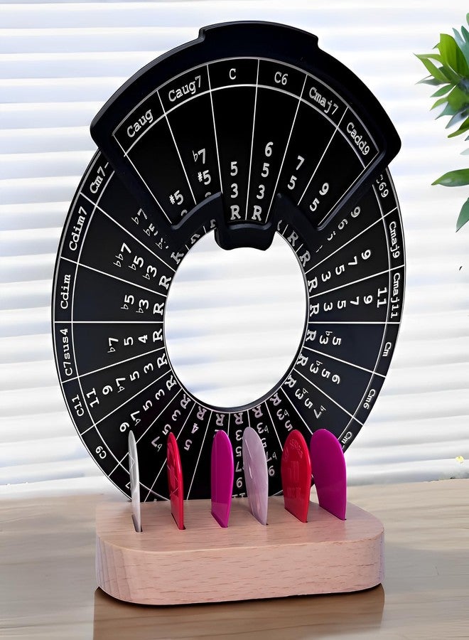Ssllretu Circle of Fifths Wheel Metal Melody Tool with Guitar Chord Chart Music Theory Book and Wooden Stand for Musical Instruments, Black - Image 2