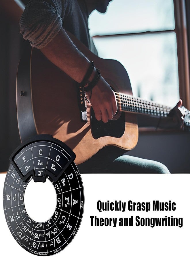 Ssllretu Circle of Fifths Wheel Metal Melody Tool with Guitar Chord Chart Music Theory Book and Wooden Stand for Musical Instruments, Black - Image 4