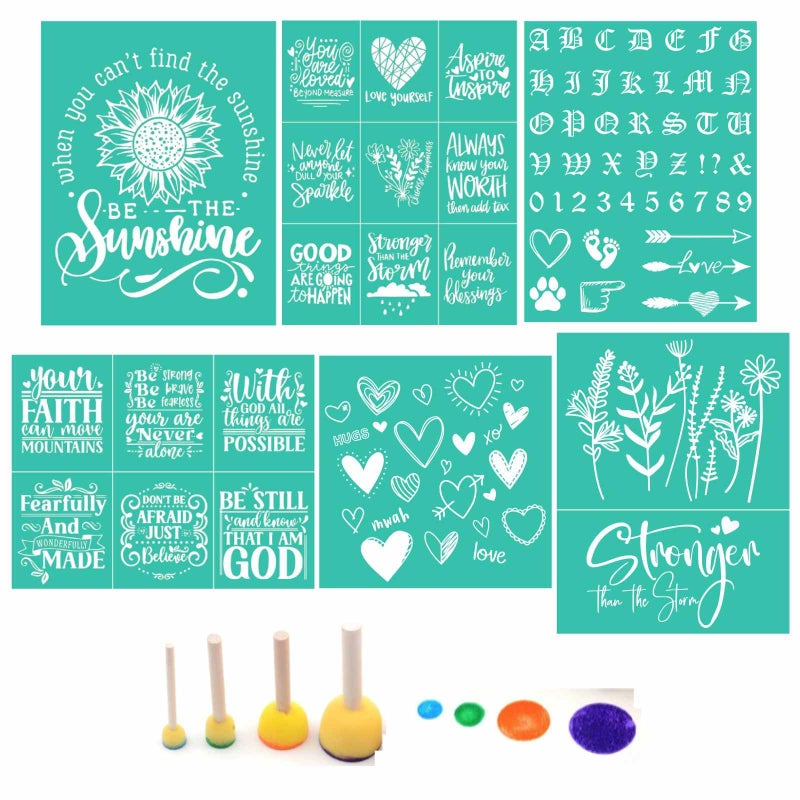 DGAGA 11PCS Sunflower Silk Screen Stencils Self Adhesive Be Kind Screen Printing Stencil Reusable Mesh Stencils Wildflower Chalk Transfers for Chalk Paste Paint on Wood Signs, Fabric,DIY Garden Decor Art - Image 1