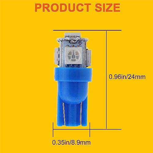 GLOFE T10 194 168 Dash Instrument Ultra Blue LED Light Bulbs Bright Panel Gauge Cluster Dashboard LED Light Bulbs 10Pcs/Set - Image 4