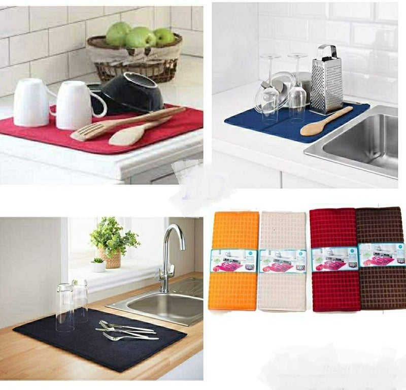 SAMEZONE SAMEZONE Microfiber Reversible Dish Drying Mat for Kitchen Countertop Kitchen Counter top Cushion Pad Tableware Reversible Dish Drying Mat Multicolour - Image 5