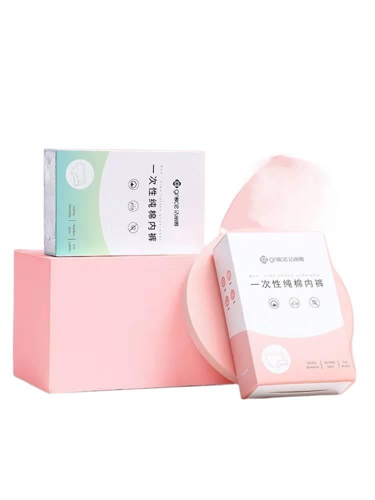 AD ملابس داخلية نسائية للاستعمال مرة واحدة، عبوة من 10 قطع، مقاس L للسفر من القطن - Image 2