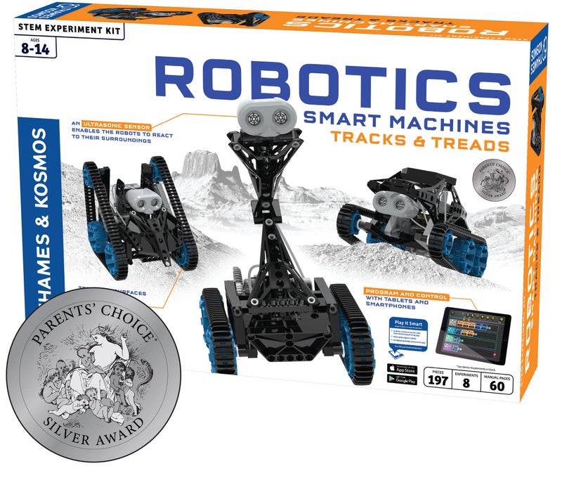 Thames & Kosmos | Robotics Smart Machines: Tracks & Treads | for Kids 8+ | STEM Kit Builds 8 Robots | Color Manual to Help with Assembly | Requires Tablet or Smartphone | Parents' Choice Silver Award - Image 1