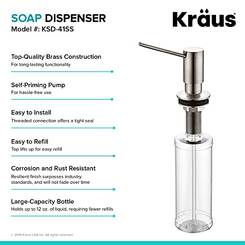 Kraus KSD-41SS Modern Soap Dispenser, Stainless Steel - Image 3