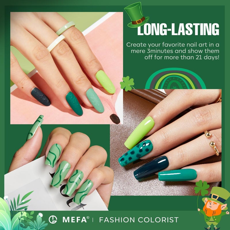 MEFA Green Gel Nail Polish, 6 Colors Green Glitter Nail Polish Gel Dark Avocado Sage Evergreen Sparkle nail Polish Set Soak Off Nail Art DIY Salon Manicure Nail Art Gifts for Women - Image 2