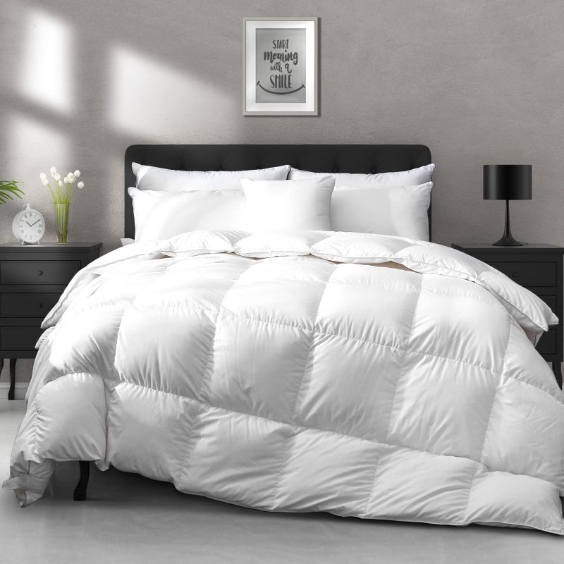 APSMILE Heavyweight Down Feather Fibers Comforter Oversized King Size  UltraSoft Luxury High FillPower HotelStyle Thicker Winter Duvet Insert for Colder WeatherSleeper 120x98 White