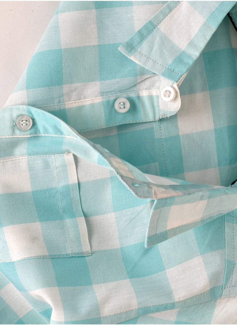 JAM Boys' Light Blue and White Checkered Shirt  - Image 4