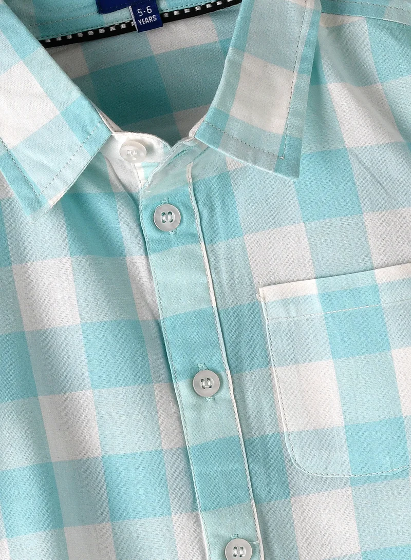 JAM Boys' Light Blue and White Checkered Shirt