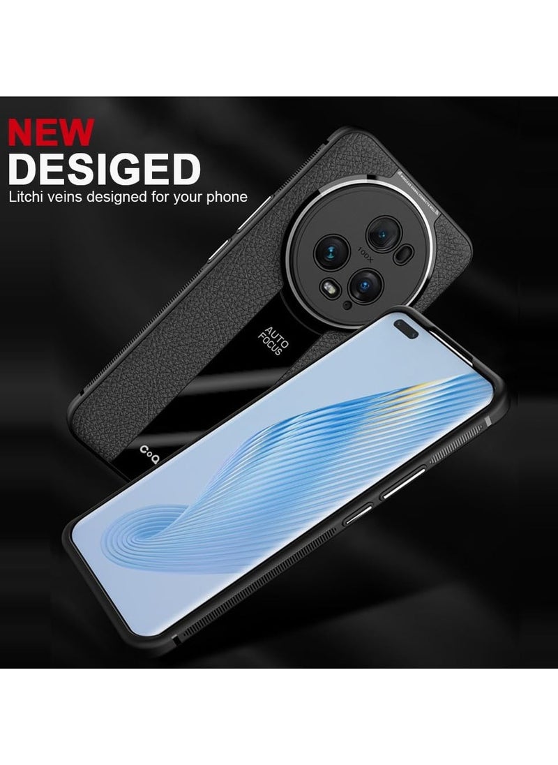 AutoFocus - Luxury Litchi Veins Silicone Case for Honor Magic 5 Pro 5G Ultra-thin Painting TPU Cover for Magic 5 Pro Case (Black) - Image 1