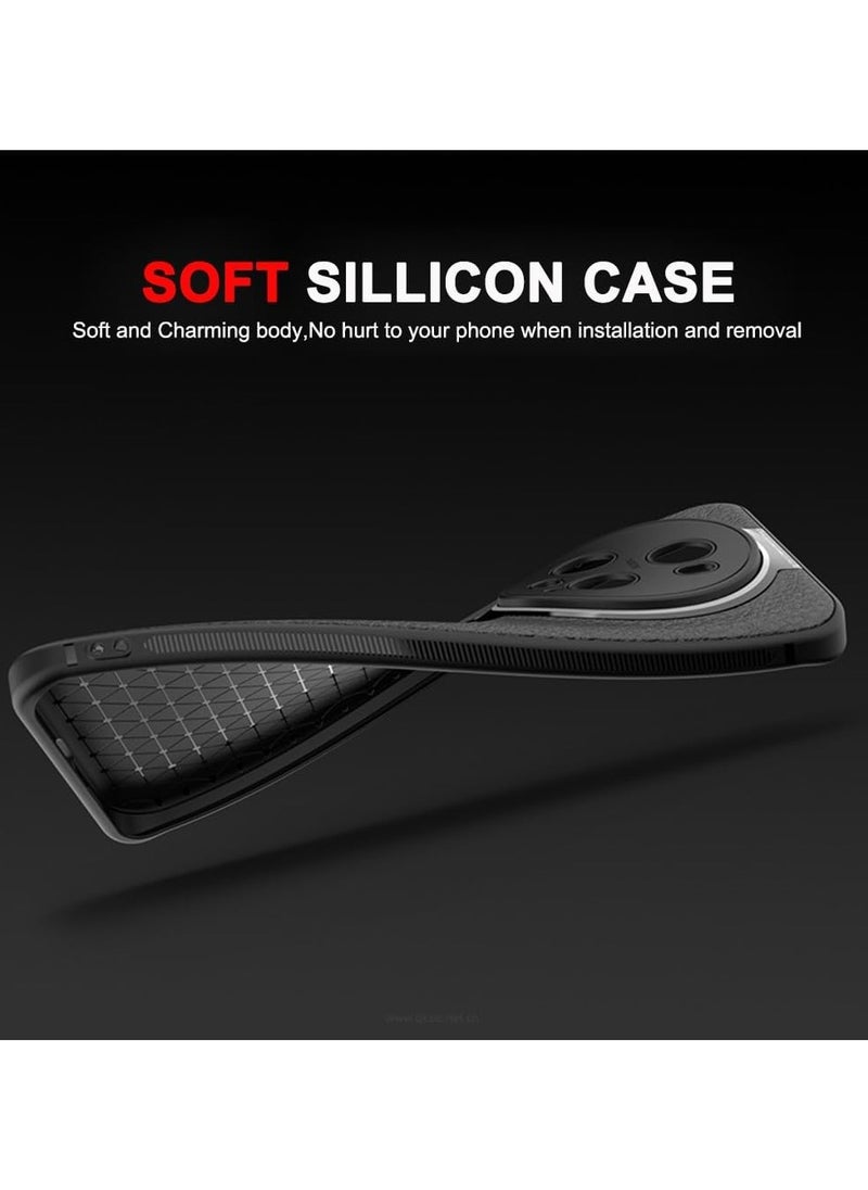 AutoFocus - Luxury Litchi Veins Silicone Case for Honor Magic 5 Pro 5G Ultra-thin Painting TPU Cover for Magic 5 Pro Case (Black) - Image 1