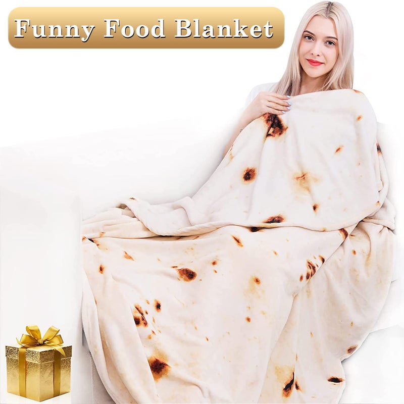 Jorbest Burritos Tortilla Wrap Blanket for Adults and Kids  Double Sided Funny Food Throw Blanket for Everyone  Novelty Gifts for Teens  285 GSM Soft Flannel Taco Blanket  60 inches Beige - Image 3