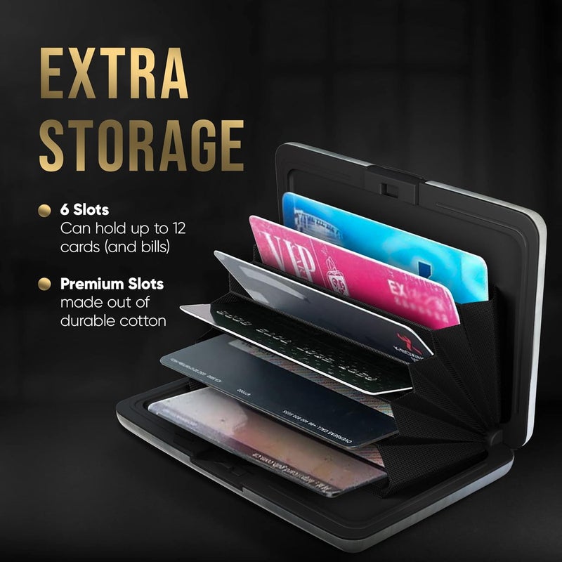 TopMost Aluminum Wallet, Card Case Wallet, Metal RFID Credit Card Holder for Men & Women, 6 Cotton Slots for 12 Cards And Bills, Rfd Protective - Image 5