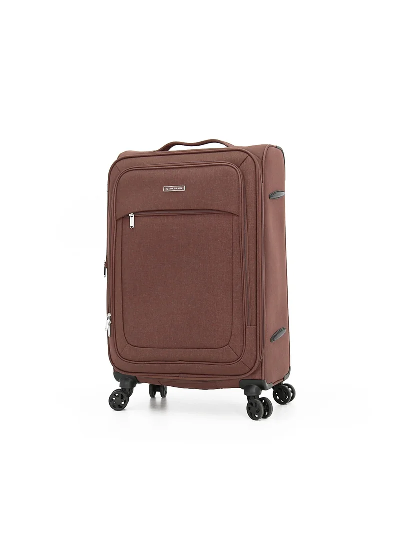 GIORDANO Softside Luggage Trolley Bag 3 Pieces Set,Coffee (S-20",M-24",L-28")