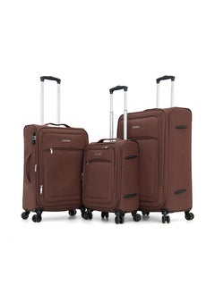 GIORDANO Softside Luggage Trolley Bag 3 Pieces Set,Coffee (S-20",M-24",L-28")  - Image 1