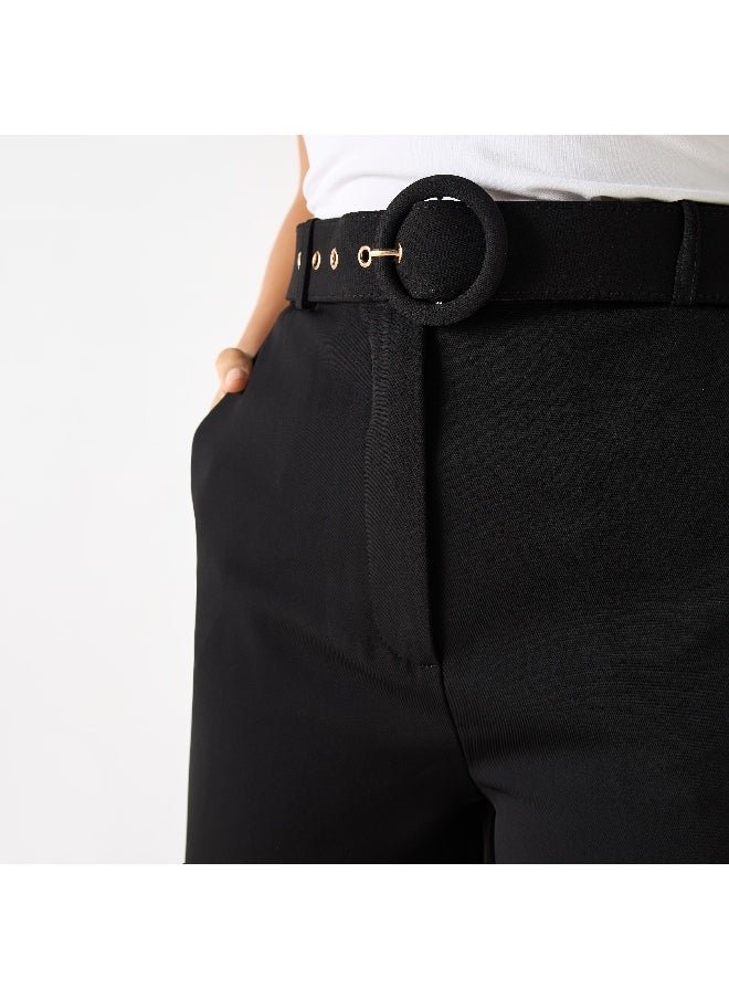 Iconic Iconic Solid Belted Wide Leg Pants with Pockets  - Image 4