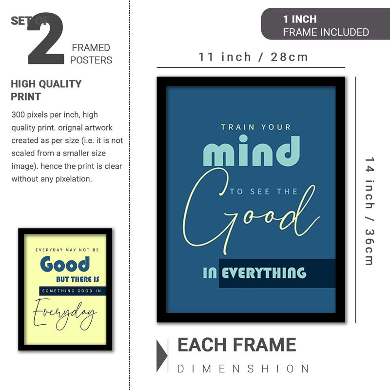kotart Motivational Quotes Wall PostersPaintings with Frame for Home Office Living Room Quotes Wall Frames Framed Wall Art Posters Set of 2 Art 7 11 inch x 14 inch Framed - Image 3
