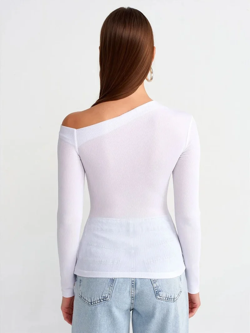 ديلفين Dilvin Slim Fit Asymmetrical Cut-Out Blouse