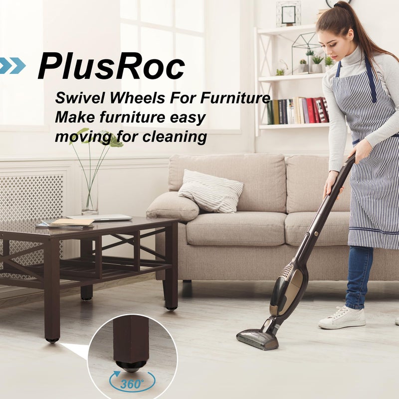PlusRoc 8 Pack Self Adhesive Caster Wheels 1 Inch for Appliance Sliders Rollers, Load Capacity 28LBS Per Wheel, Low Profile Swivel Wheels for Furniture Storage Bins, Black - Image 4