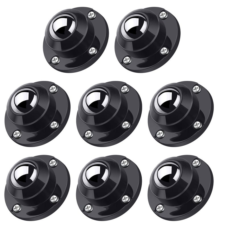 PlusRoc 8 Pack Self Adhesive Caster Wheels 1 Inch for Appliance Sliders Rollers, Load Capacity 28LBS Per Wheel, Low Profile Swivel Wheels for Furniture Storage Bins, Black - Image 1