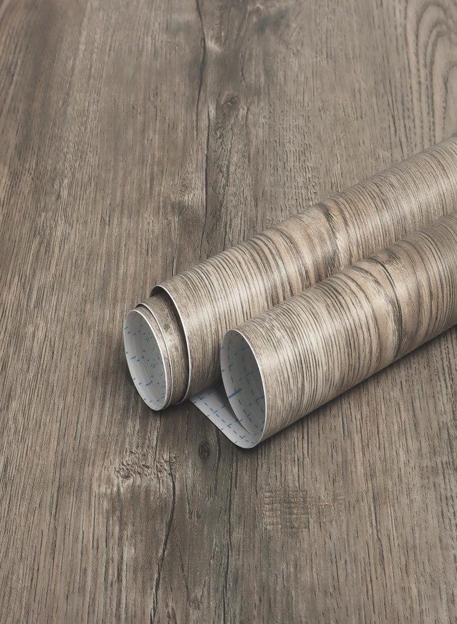 GloryTik 17.7"x118"Grey Brown Wood Contact Paper Peel and Stick Wallpaper Faux Wood Grain Removable Self Adhesive Wood Look Wallpaper Contact Paper for Countertops Cabinets Furniture Room Wall Decor - Image 5