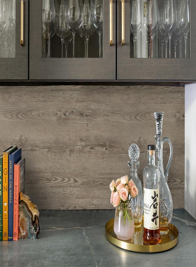 GloryTik 17.7"x118"Grey Brown Wood Contact Paper Peel and Stick Wallpaper Faux Wood Grain Removable Self Adhesive Wood Look Wallpaper Contact Paper for Countertops Cabinets Furniture Room Wall Decor - Image 2