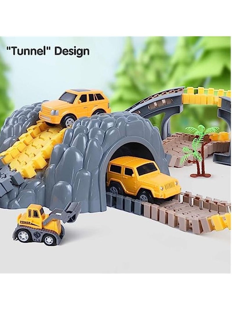 Race Tracks Set Construction Vehicles Flexible Trains Tracks With Magic Electric cars, Toy Cars Set for 2 3 4 5 6 7 Years Old Child Kids Boys and Girls Road Race Playset Birthday Gift  - Image 3