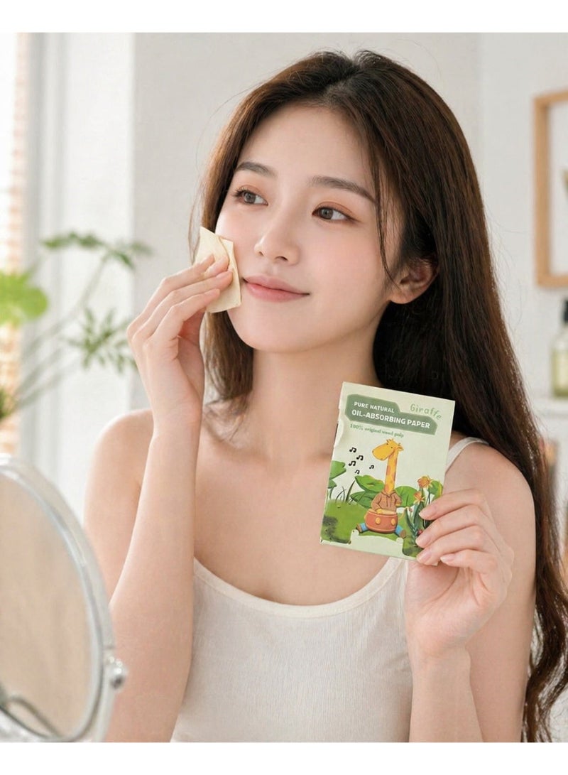 Giraffe-shaped oil-absorbing wipes for the face - Instant removal of oil and shine - Lightweight and easy to use - (100 pieces inside the pack) - Image 2