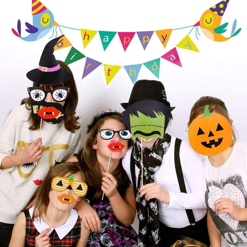 HANSAMU Halloween Photo Booth Props Ghost Vampire Skull Witch Pumpkin Selfie Photobooth Props for Photography Decoration Kit for Kids Adults Dress Up Accessories Costumes Props 22Pcs - Image 5