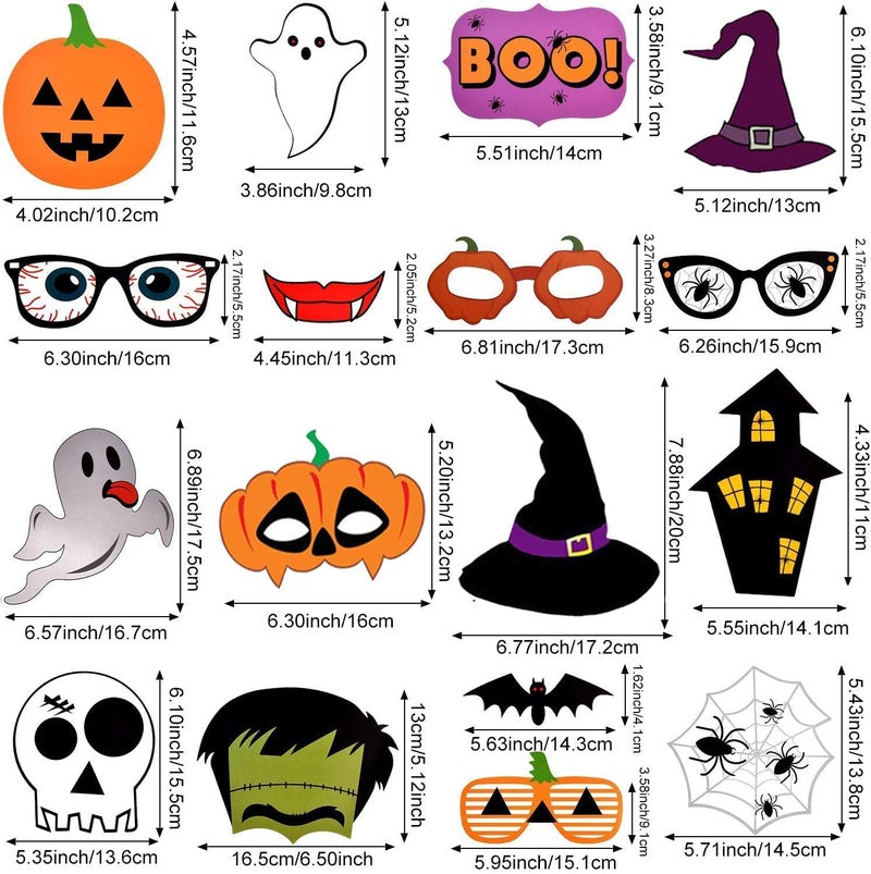 HANSAMU Halloween Photo Booth Props Ghost Vampire Skull Witch Pumpkin Selfie Photobooth Props for Photography Decoration Kit for Kids Adults Dress Up Accessories Costumes Props 22Pcs - Image 2