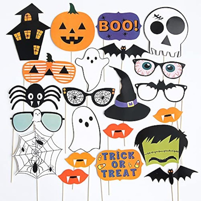 HANSAMU Halloween Photo Booth Props Ghost Vampire Skull Witch Pumpkin Selfie Photobooth Props for Photography Decoration Kit for Kids Adults Dress Up Accessories Costumes Props 22Pcs - Image 1