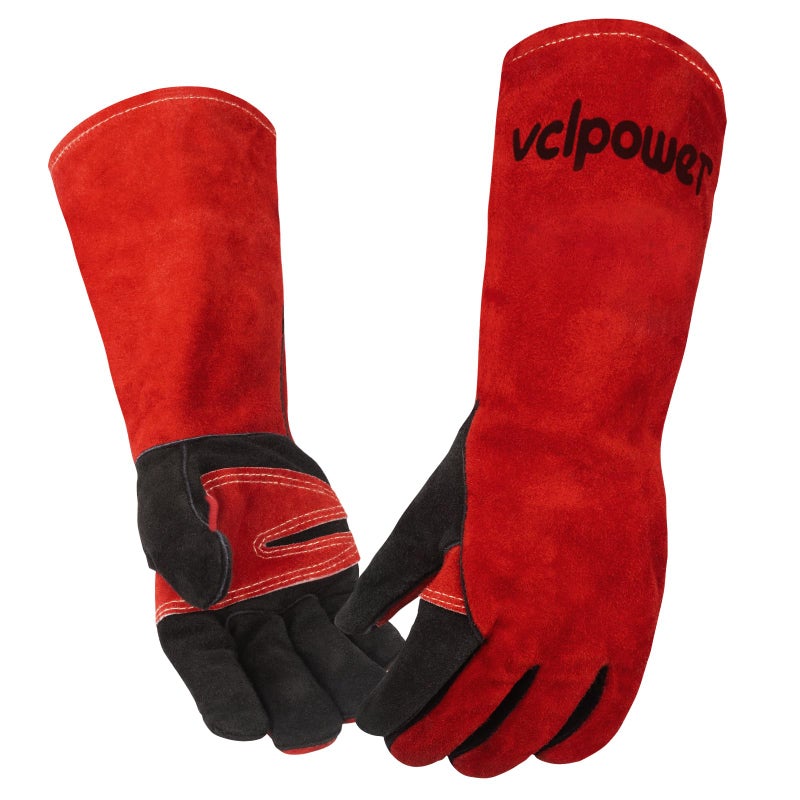 vclpower Welding Gloves 16 Inches 932Â°F Extreme Heat Fire Resistant Leather Forge Gloves for Mig, Tig, Stick, BBQ, Fireplace, Wood Stove, Furnace, Animal Handling, Handling Dry Ice - Safety Work XL - Image 1