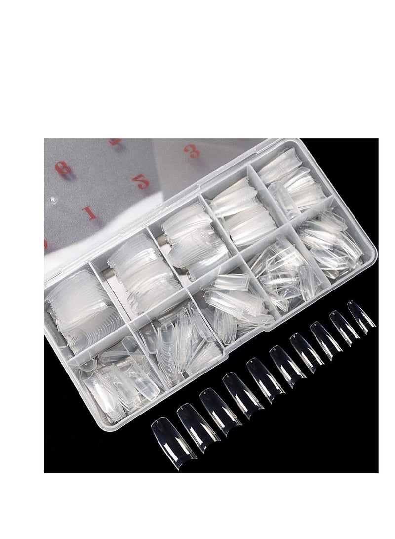 SYOSI 500PCS Clear False Nails Tips Lady French Style Acrylic Artificial Tip Manicure with Box of 10 Sizes for Nail Art Salons and Home DIY - Image 1