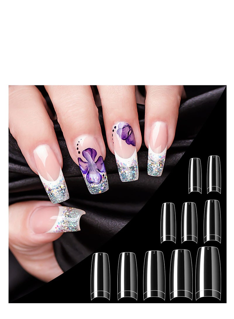 SYOSI 500PCS Clear False Nails Tips Lady French Style Acrylic Artificial Tip Manicure with Box of 10 Sizes for Nail Art Salons and Home DIY - Image 4