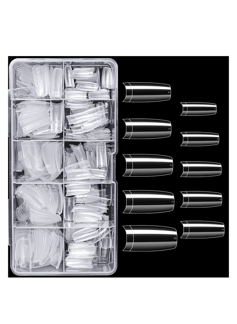 SYOSI 500PCS Clear False Nails Tips Lady French Style Acrylic Artificial Tip Manicure with Box of 10 Sizes for Nail Art Salons and Home DIY - Image 5