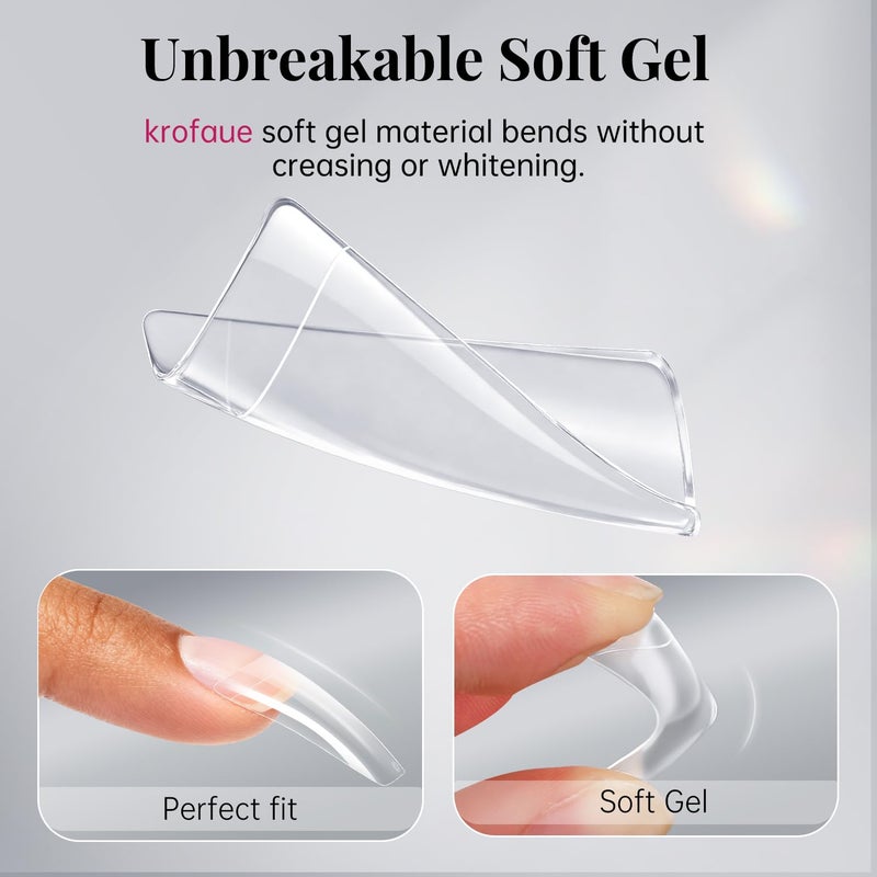 krofaue 500PCS Clear False Nails Tips - Half Cover Lady French Style Acrylic Artificial Tip Manicure with Box of 10 Sizes for Nail Tips Art Salons and Home DIY - Image 4