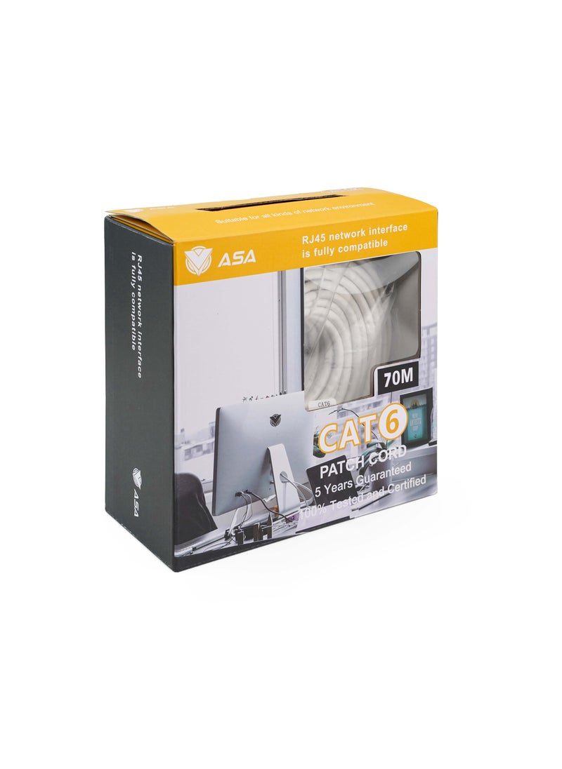 ASA High Speed CAT6 Ethernet Cable 70m, 1Gbps, with RJ45 Connector  - Image 3