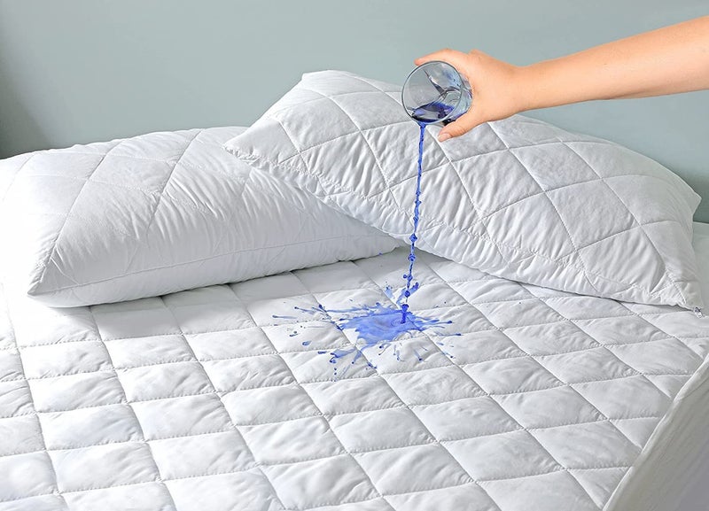 CHICERY Cotton Elastic Strap Quilted Mattress Protector Double Size Water Resistant Breathable Soft and Cool Quilted Bed Cover Elastic Straps on CornersWhiteDouble Size 72x72inch - Image 3