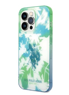 U.S.Polo iPhone 14 Pro Max Case PC/TPU IML with Dye Palm Design & Horse Logo - Green  - Image 1