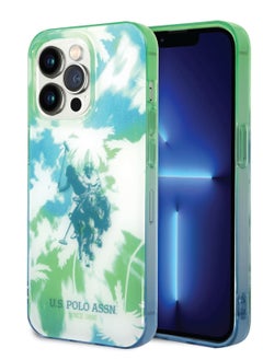 U.S.Polo iPhone 14 Pro Max Case PC/TPU IML with Dye Palm Design & Horse Logo - Green  - Image 5