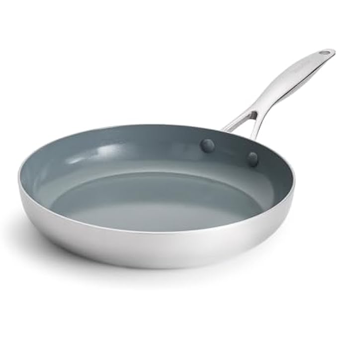 جرين بان مقلاة فالنسيا برو المصنوعة من الفولاذ المقاوم للصدأ، مقاس 12 بوصة، مناسبة للطهي بالحث، مصنوعة من السيراميك ثلاثي الطبقات، غير لاصقة، خالية من حمض البيرفلورو الأوكتانويك، متعددة الطبقات، آمنة للاستخدام في غسالة الأطباق والفرن والشواية - Image 2