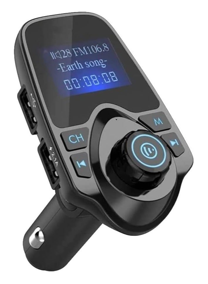 eTECH Upgraded Bluetooth FM Transmitter, T11 Hands-Free Car Kit with USB Charger, Multi-Music Play Modes, 1.44 Inch Screen, and MP3 Player – For All Smartphones - Image 1